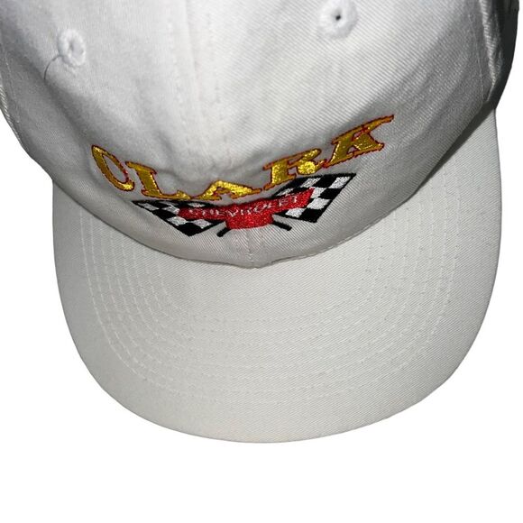 Vintage Clark Chevrolet Baseball Hat Cap Snap Back White Checkered Flag - Picture 5 of 5